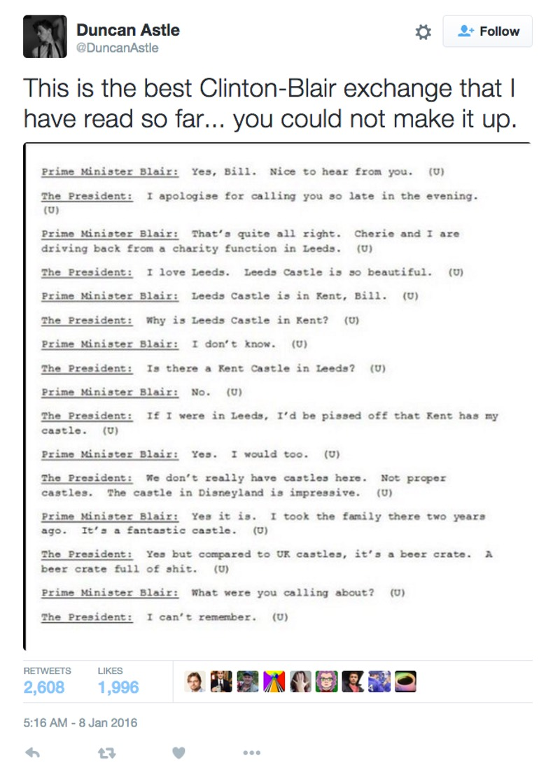 Illustration for article titled Most of Those Viral Clinton-Blair Conversations Are Fake